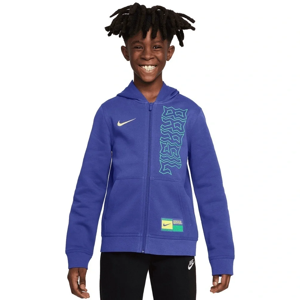 (169)Nike Blue and Green Athletic Sweatshirt Full-Zip
